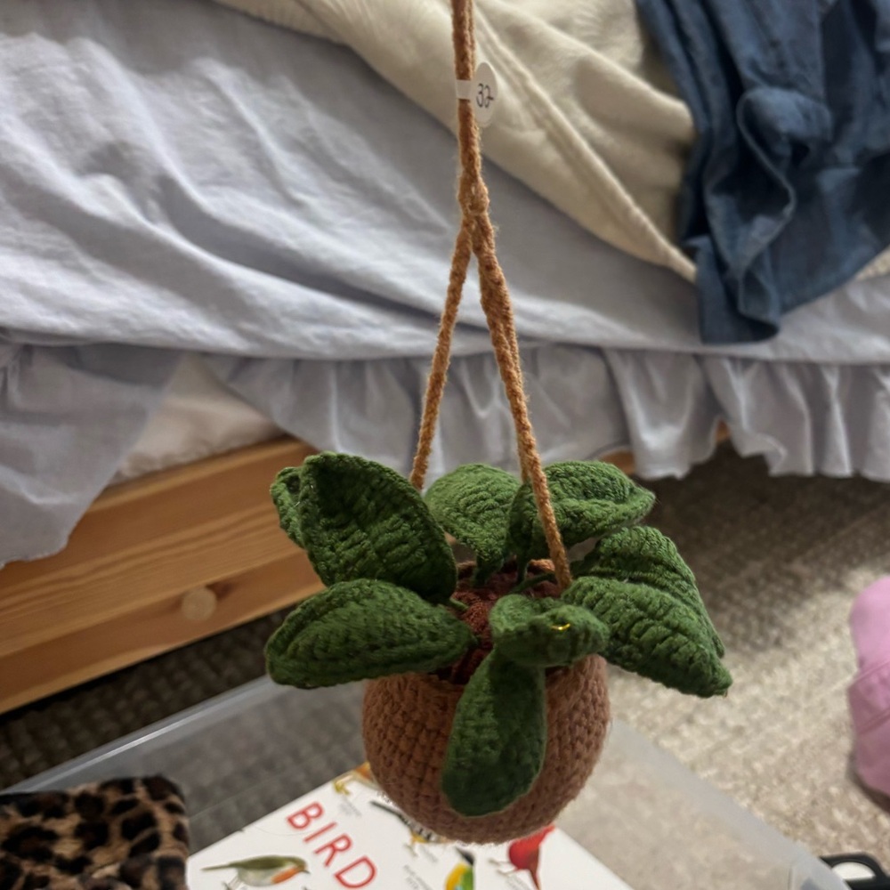 NWT Hand embroidered hanging plant